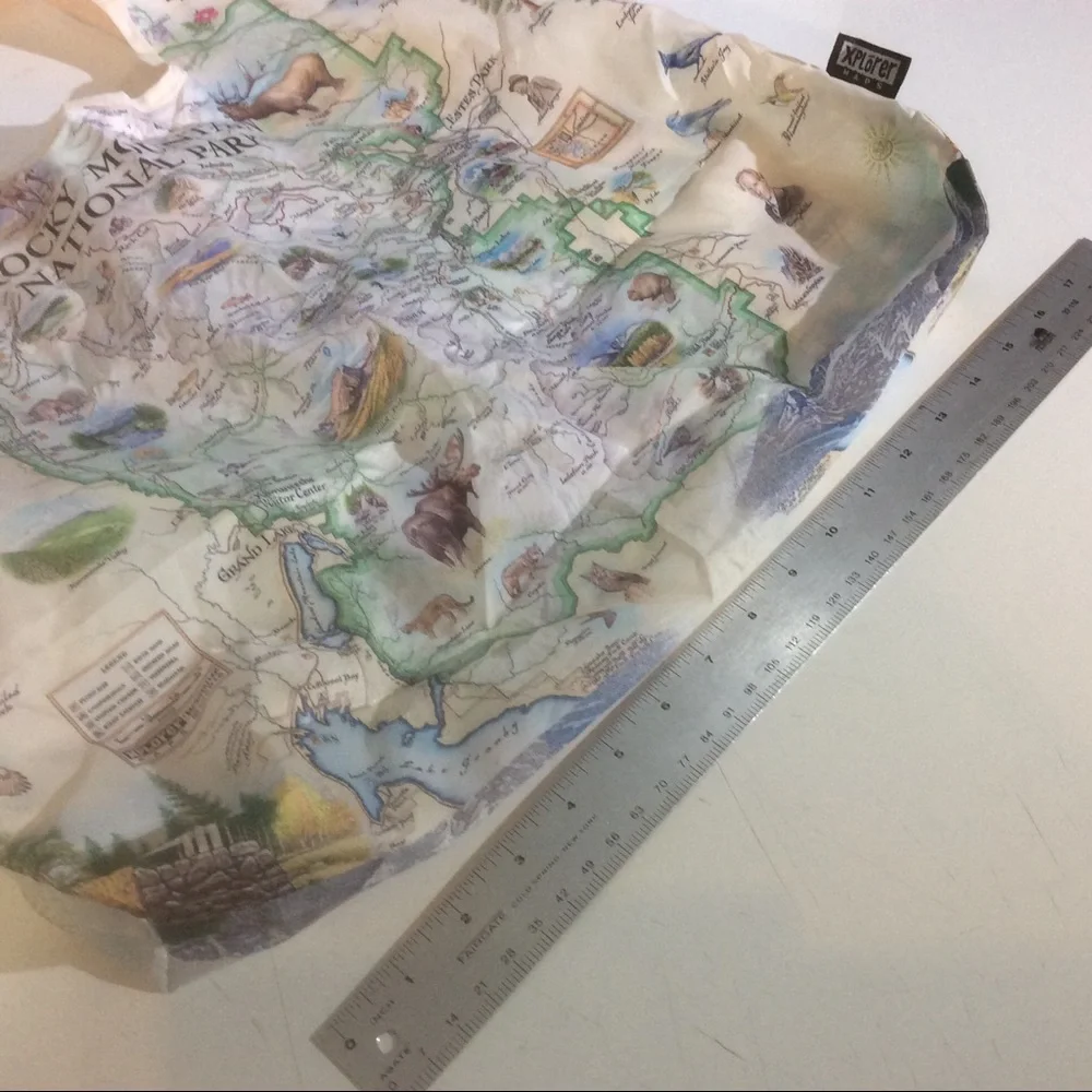 Xplorer Maps Packable Tote Bag Rocky Mountain National Park Map Drawstring Pouch